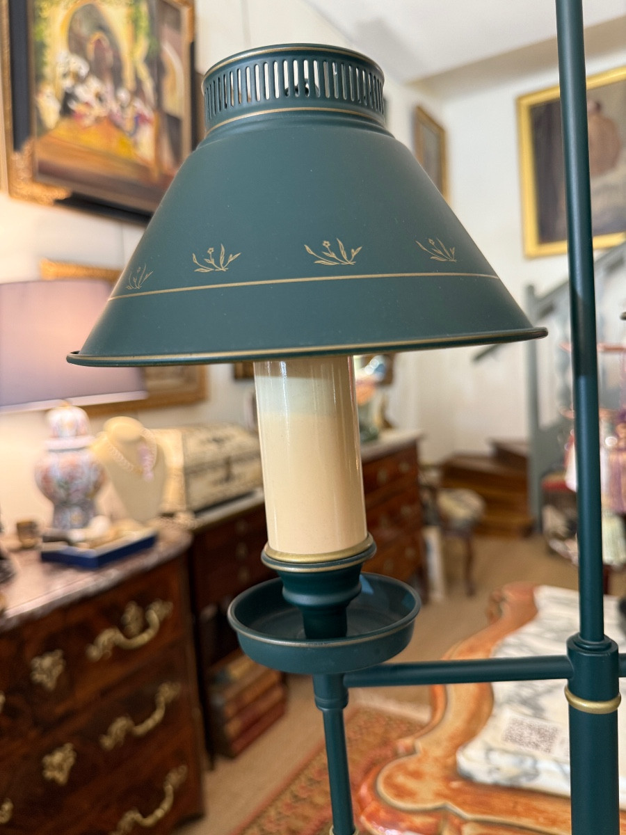 Pair Of Quinquet Lamps In Painted Sheet Metal. -photo-4