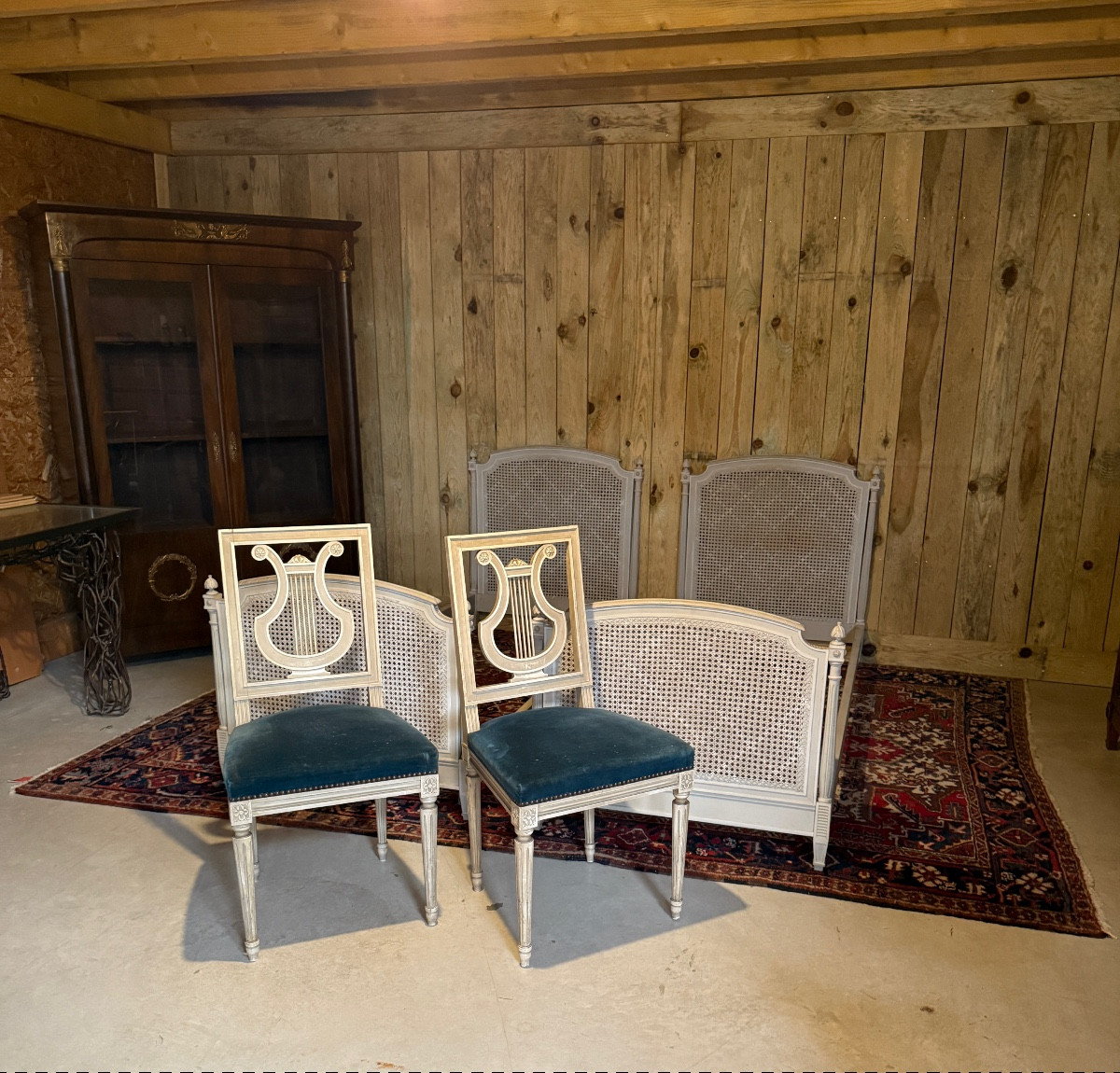 Pair Of Louis XVI Style Lyre Chairs. -photo-3