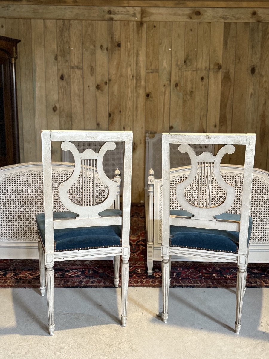 Pair Of Louis XVI Style Lyre Chairs. -photo-1
