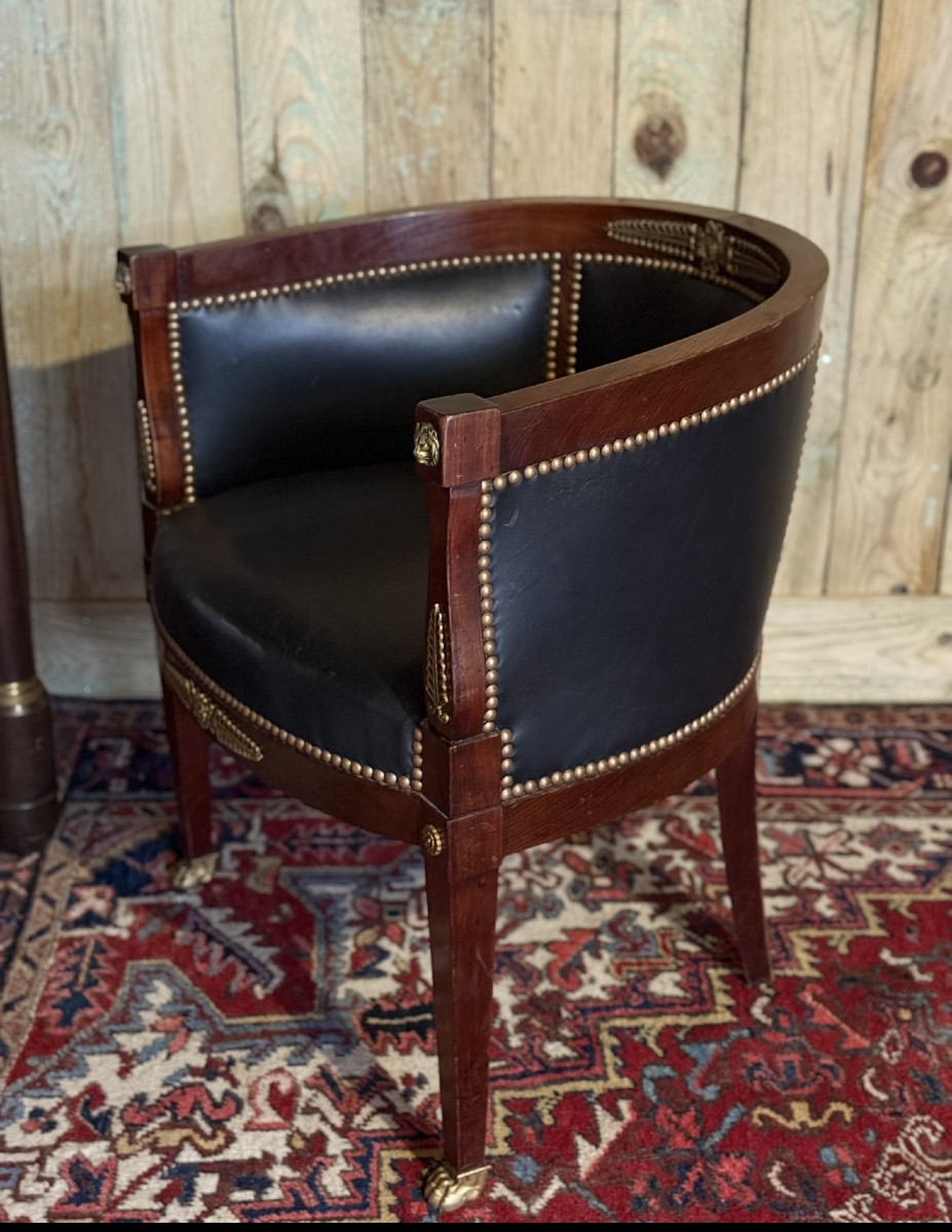 Fauteuil de bureau de style Empire en acajou. -photo-2