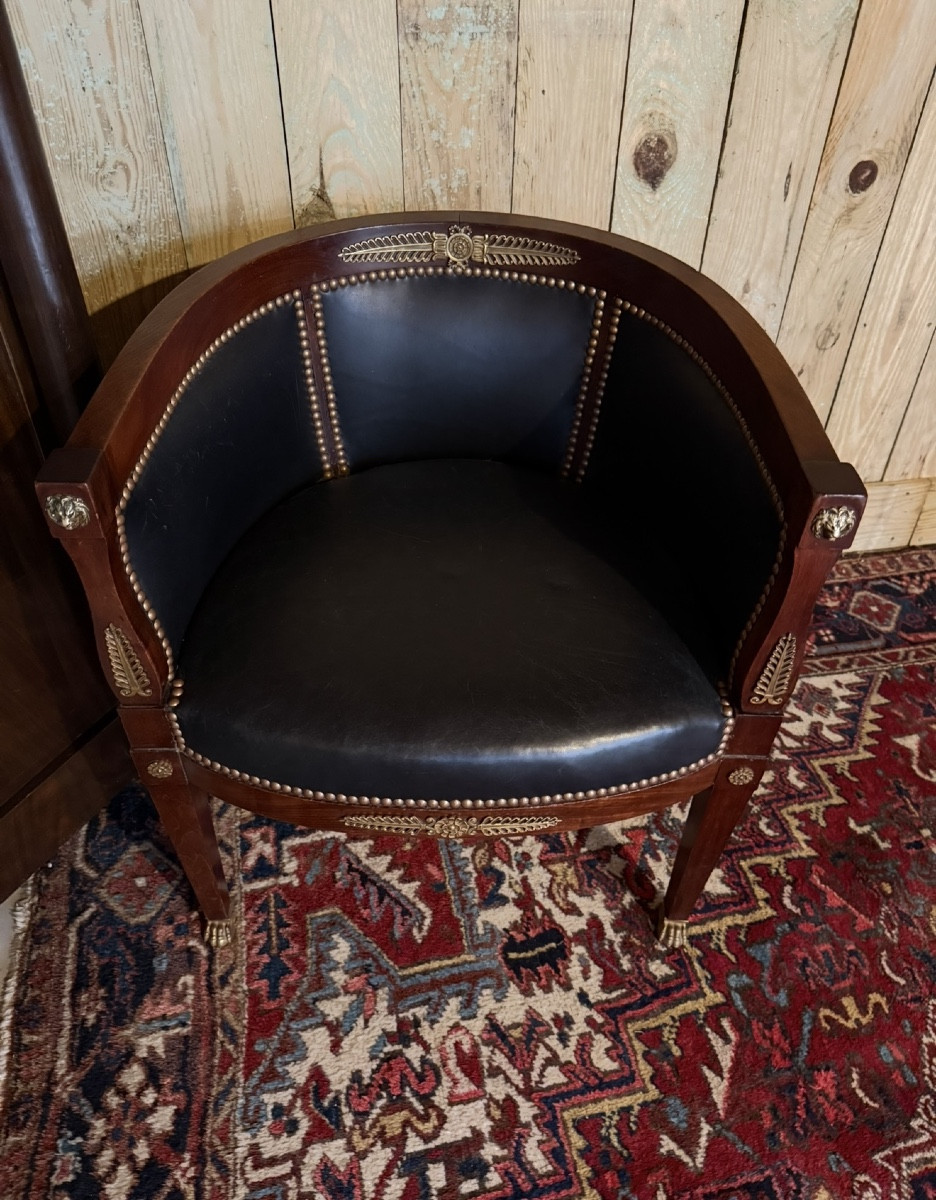 Fauteuil de bureau de style Empire en acajou. -photo-4