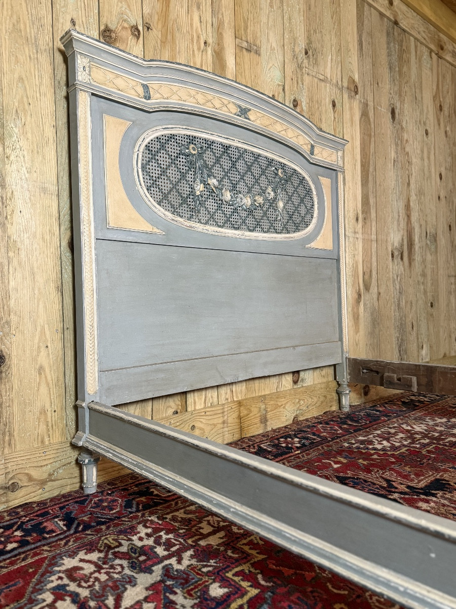 Louis XVI Style Lacquered And Caned Bed. -photo-3