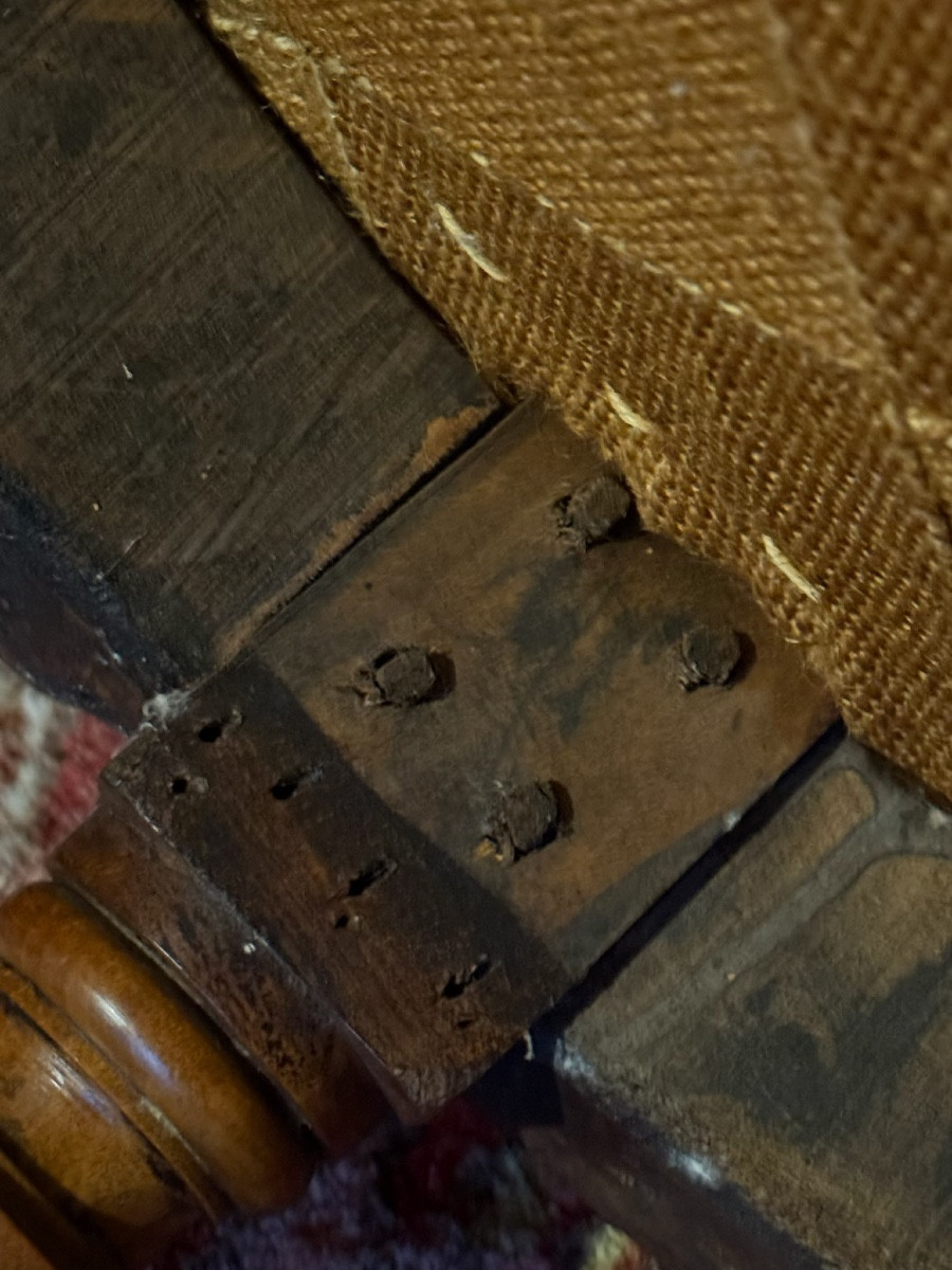 Paire de bergères gondoles d'époque Louis XVI en bois naturel. -photo-5