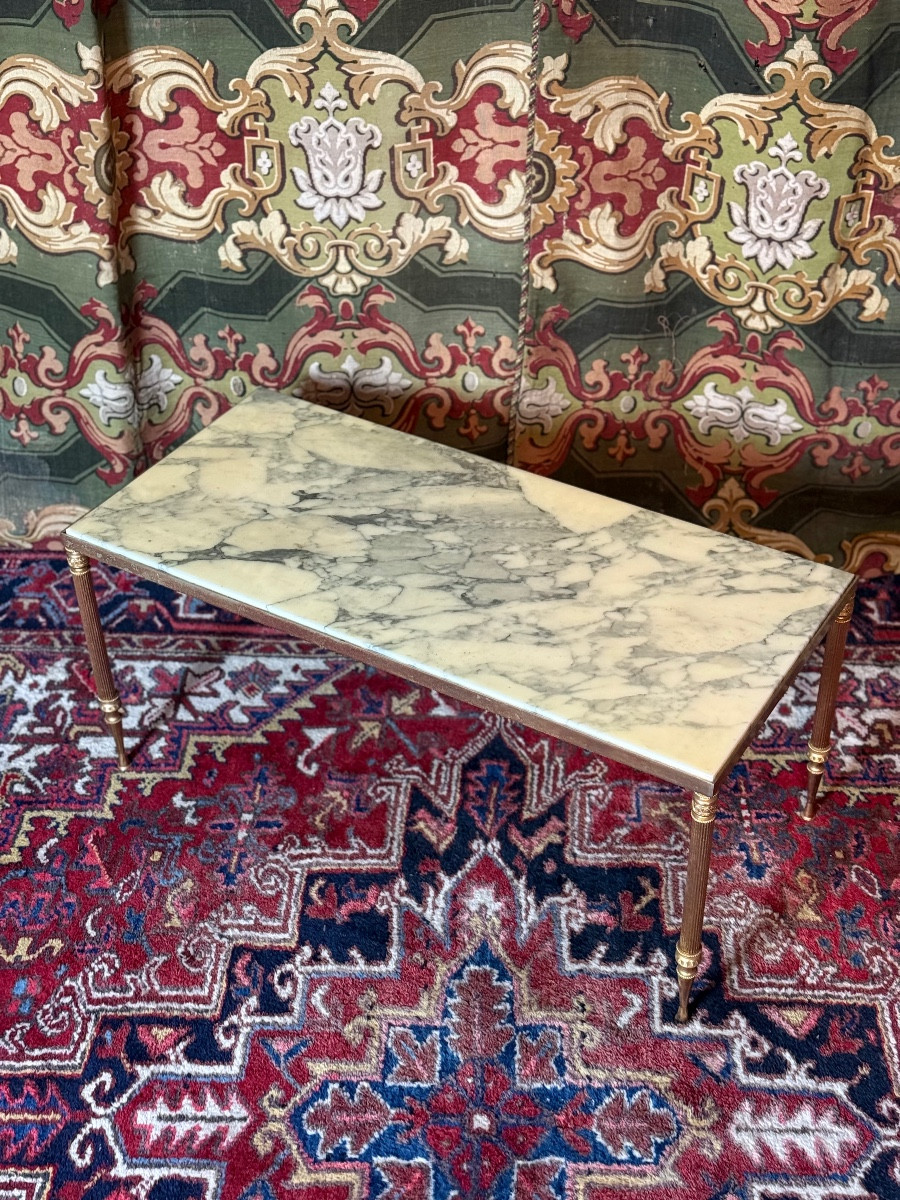 Table basse en bronze doré style maison Baguès. -photo-1