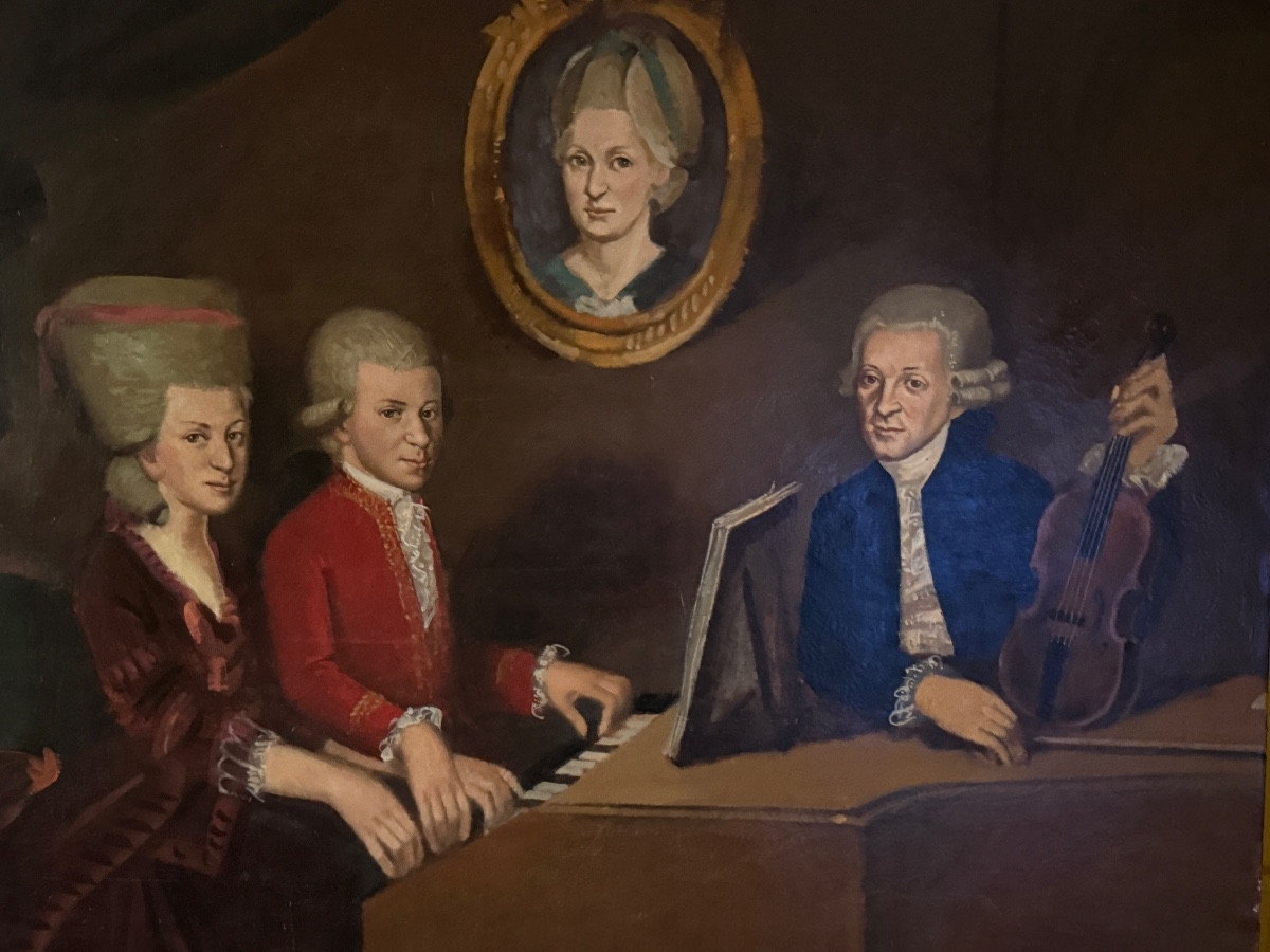 " La famille Mozart" huile sur toile d'après Johann Nepomuk  della croce. 