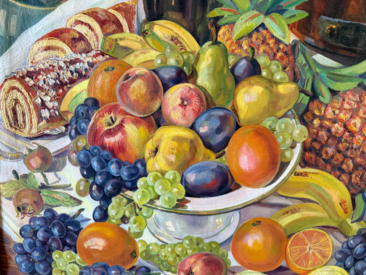 Grande nature morte aux  fleurs, fruits et légumes. -photo-1