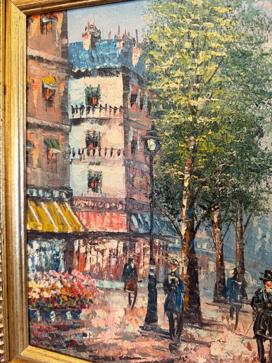 Huile sur toile vue de Paris - époque XX ème -photo-2