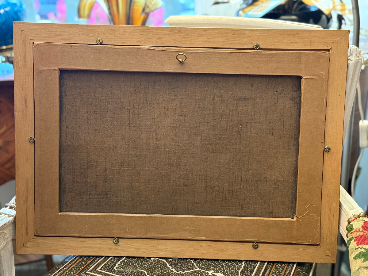 Oil On Canvas Depicting A Bourgeois House In The South Of France - 20th Century -photo-4