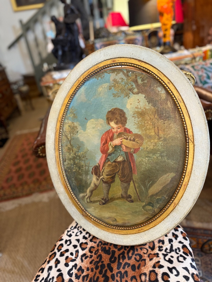 Paire de tableaux romantique - époque XVIII ème -photo-2