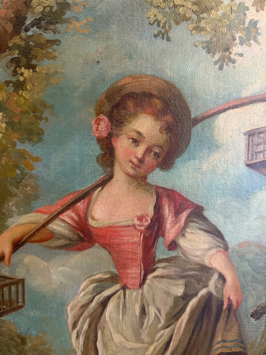 Paire de tableaux romantique - époque XVIII ème -photo-4