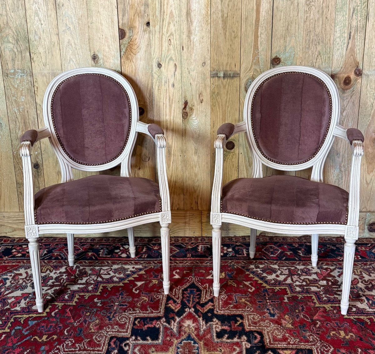 Pair Of Louis XVI Style Cabriolet Armchairs. 