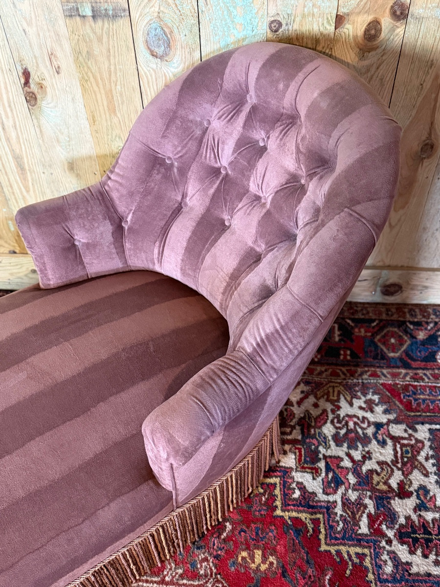 Méridienne à dossier capitonné d'époque Napoléon III. -photo-3