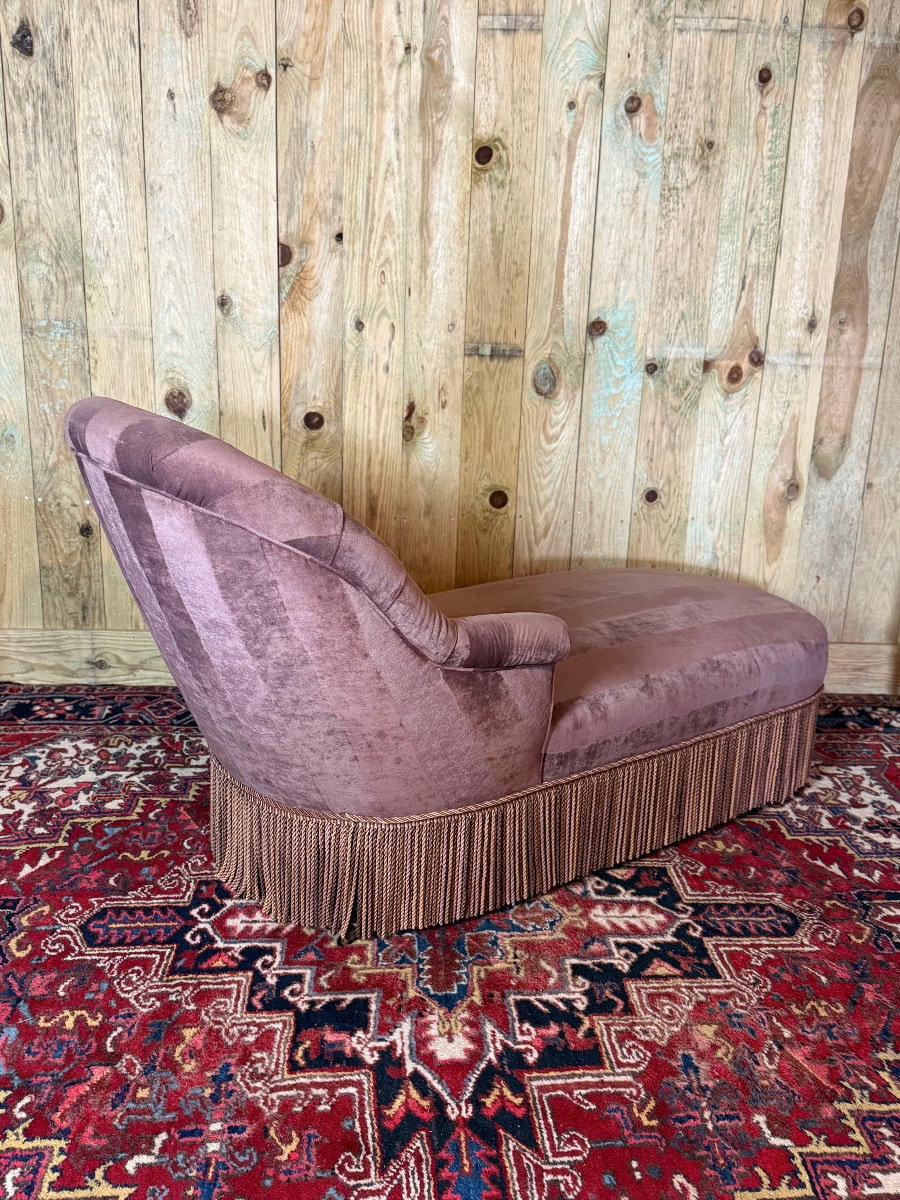 Méridienne à dossier capitonné d'époque Napoléon III. -photo-4