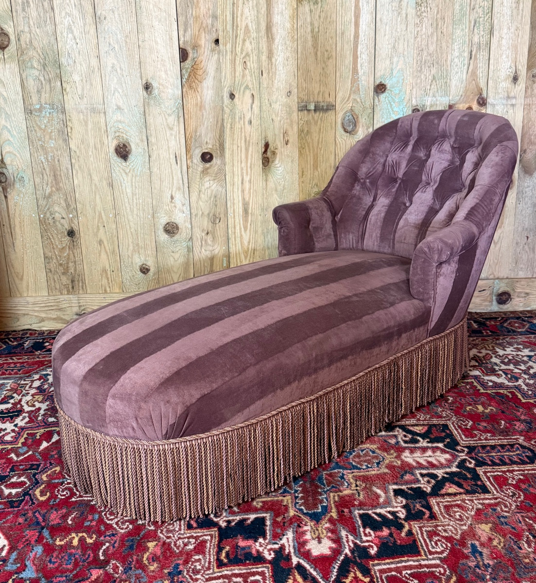 Méridienne à dossier capitonné d'époque Napoléon III. 