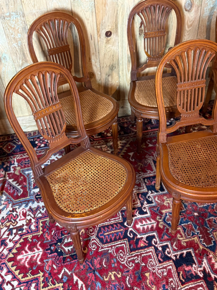 Suite de six chaises de style Louis XVI " A la gerbe de blé". -photo-3