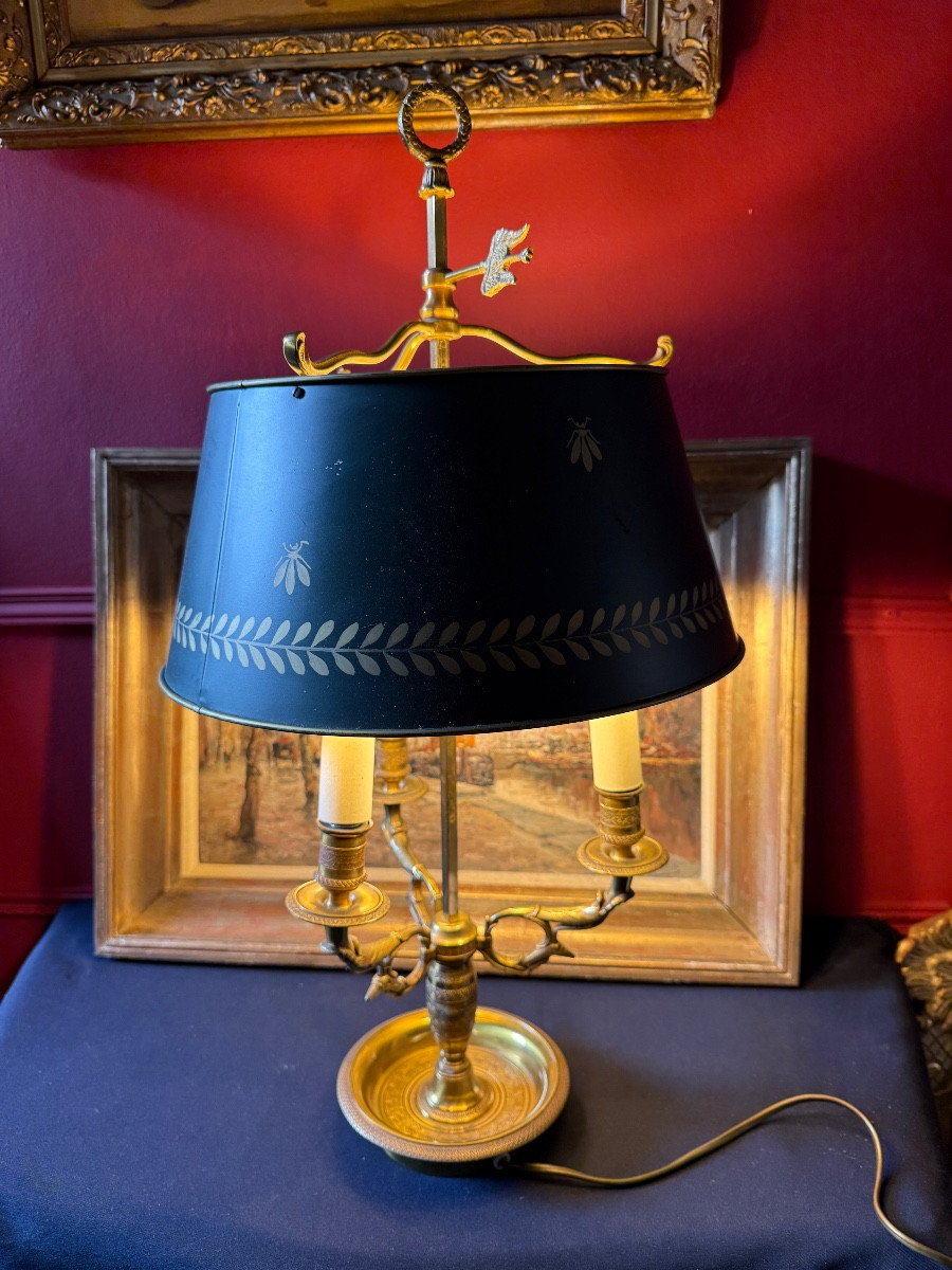 Lampe bouillotte aux cygnes de style Empire. 
