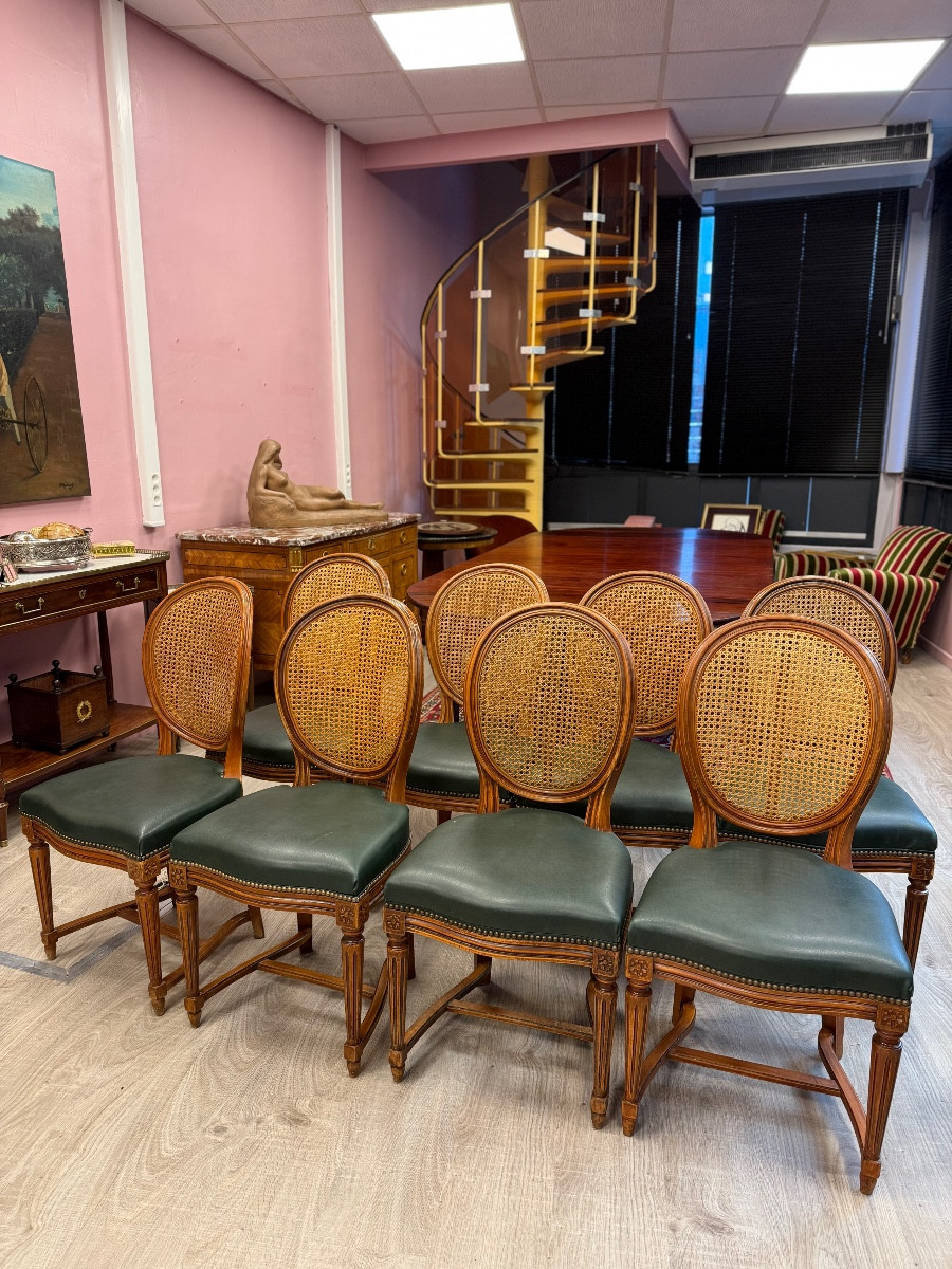 Set Of Eight Louis XVI Style Chairs In Natural Wood. -photo-4