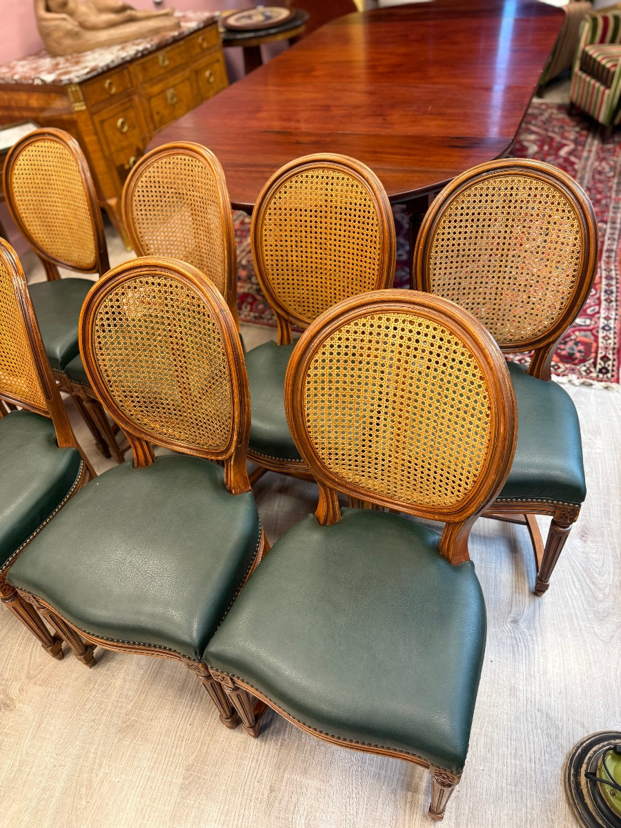 Set Of Eight Louis XVI Style Chairs In Natural Wood. -photo-2