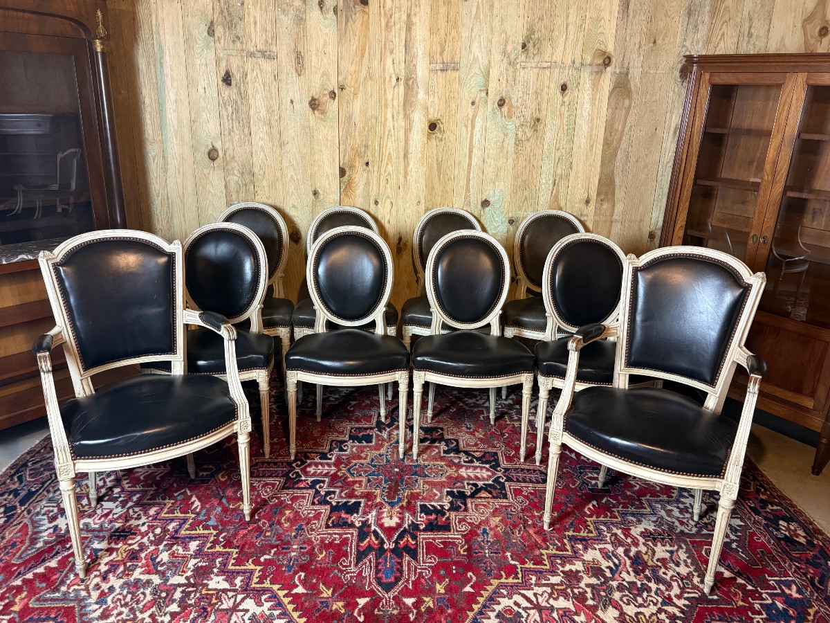 Set Of 8 Chairs And 2 Armchairs In The Louis XVI Style-photo-2
