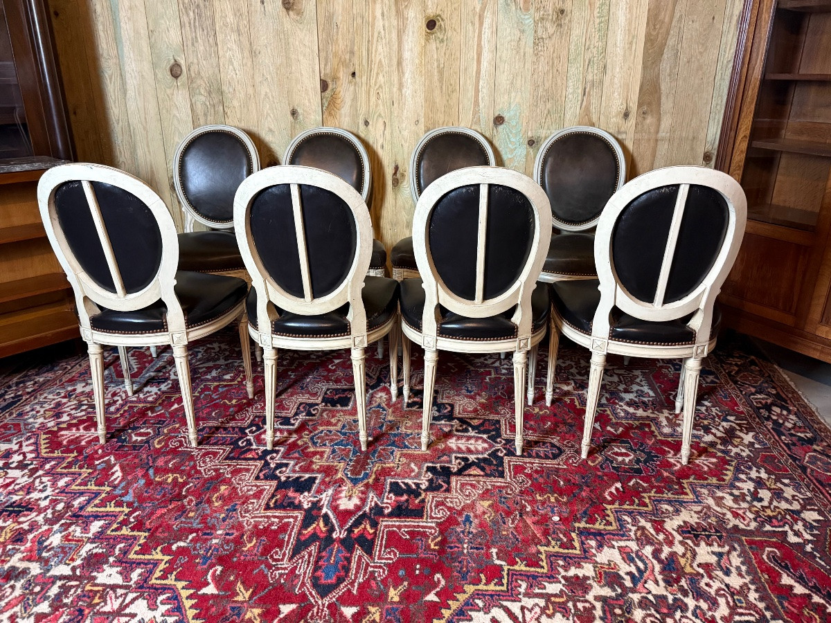 Set Of 8 Chairs And 2 Armchairs In The Louis XVI Style-photo-4