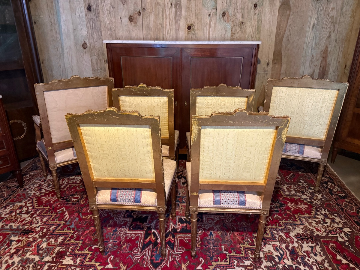 Set Of Four Louis XVI-style Chairs In Giltwood.-photo-2