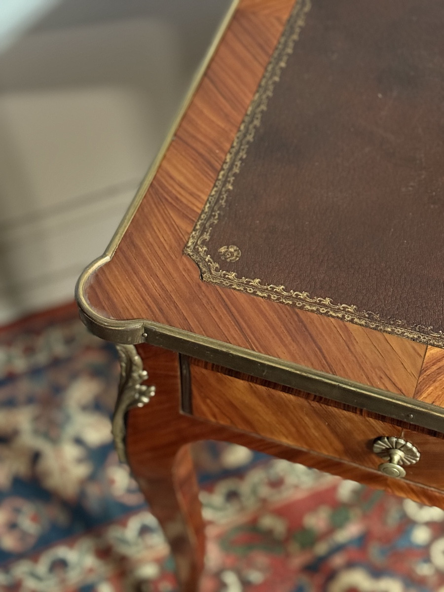 Louis XV Style Marquetry Desk Or Writing Table. -photo-3