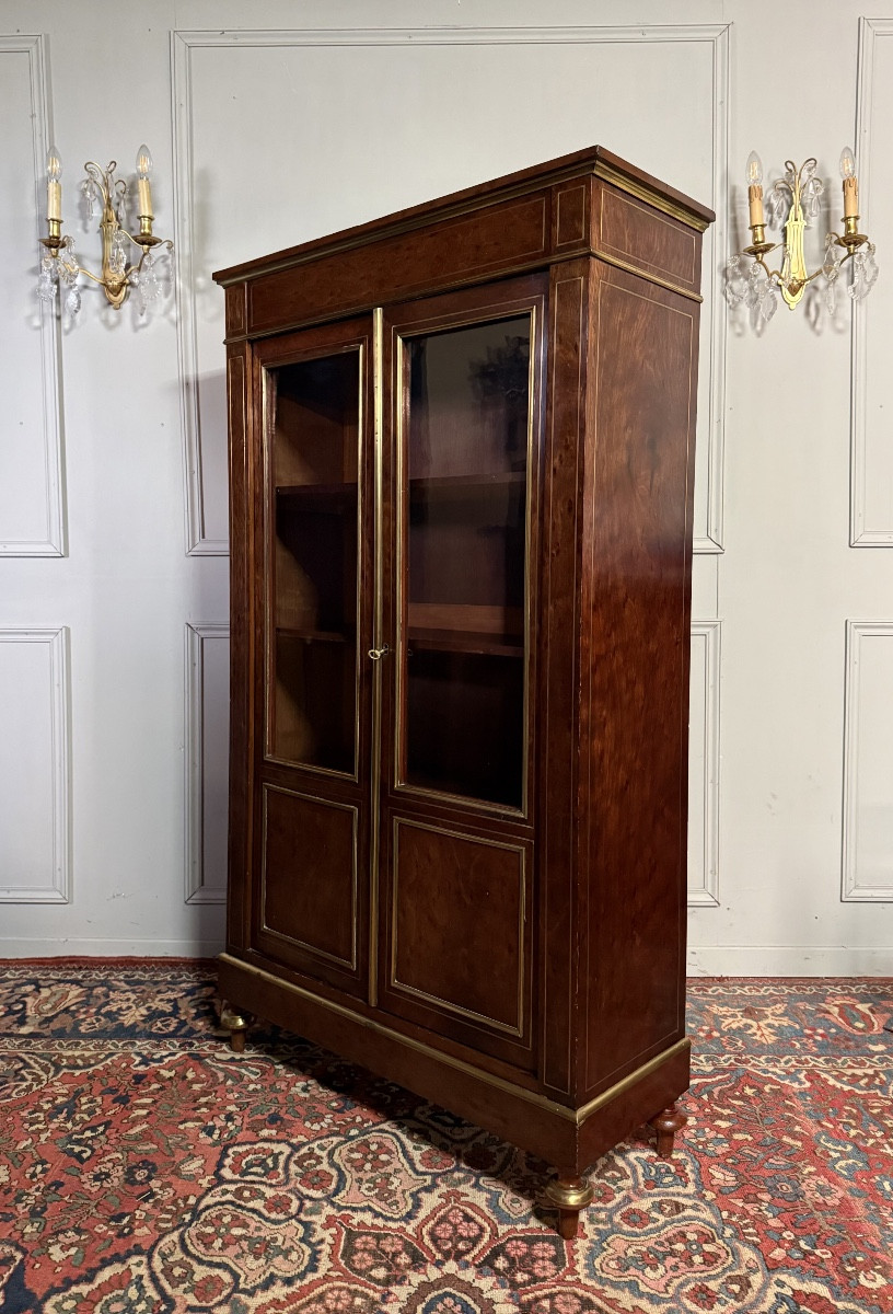 Vitrine/bibliothèque de style Louis XVI en acajou. -photo-2