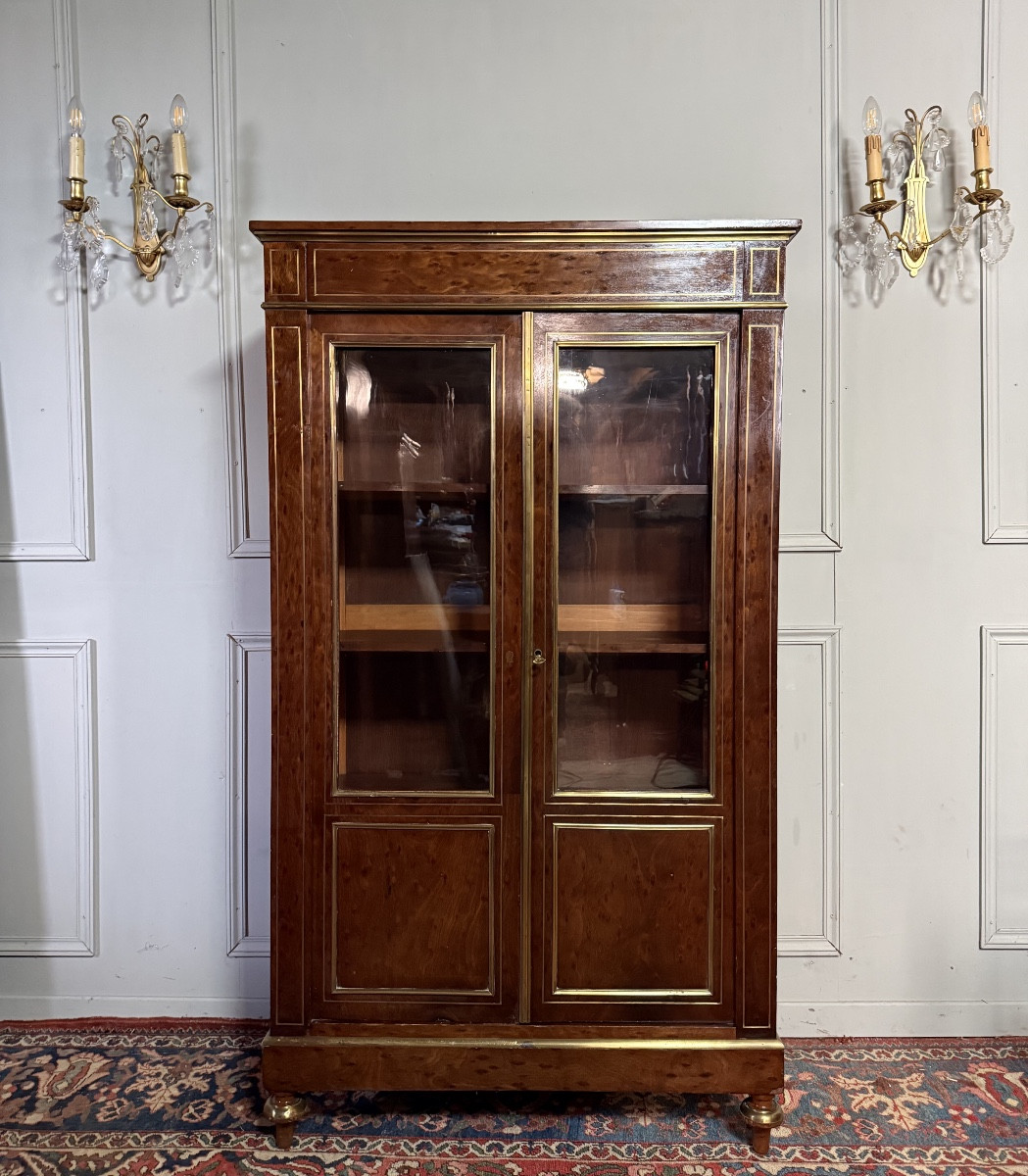 Vitrine/bibliothèque de style Louis XVI en acajou. 