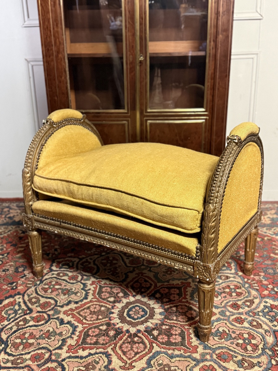Louis XVI Style Bench In Gilded Wood. 