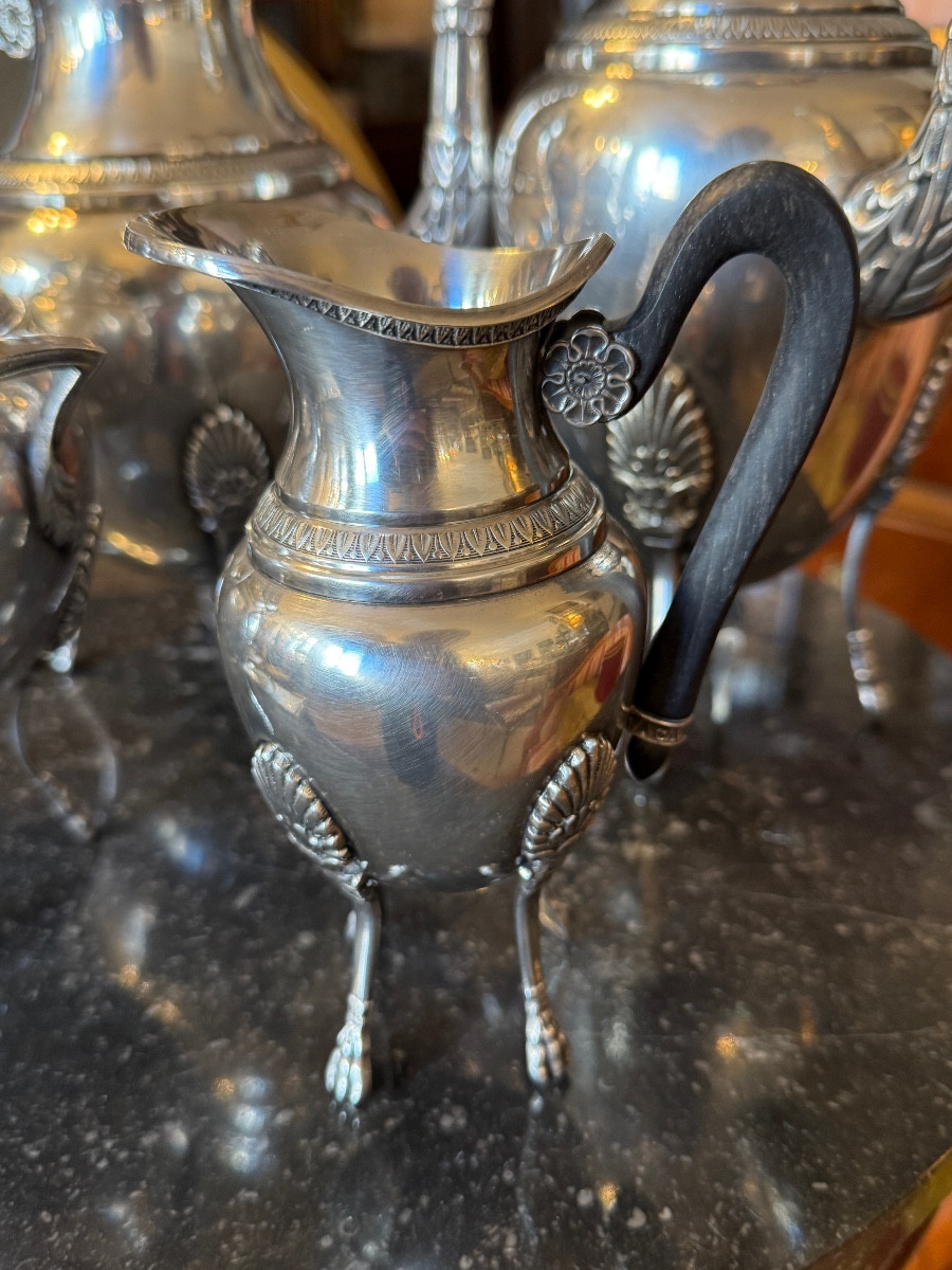 Service And An Empire-style Coffee Set, In Silver-plated Metal.-photo-4