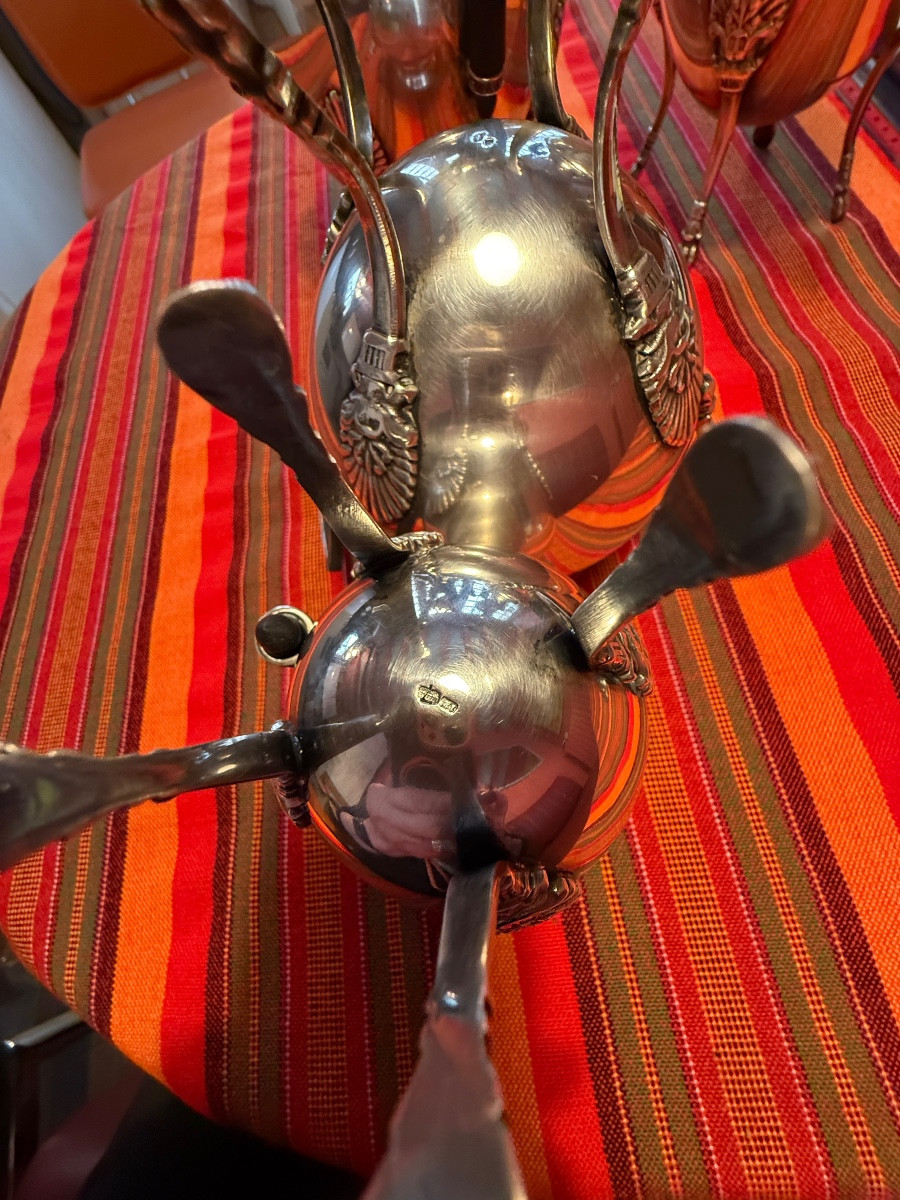Service And An Empire-style Coffee Set, In Silver-plated Metal.-photo-4