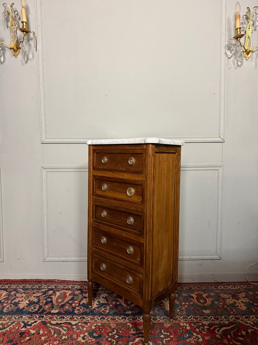 Chiffonnier de style Louis XVI en acajou. -photo-3