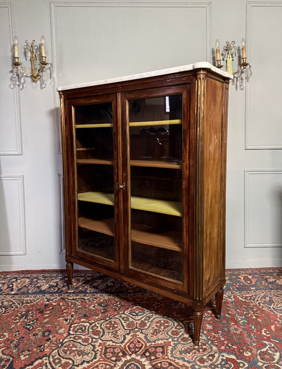Vitrine / bibliothèque de style Louis XVI en acajou. -photo-2