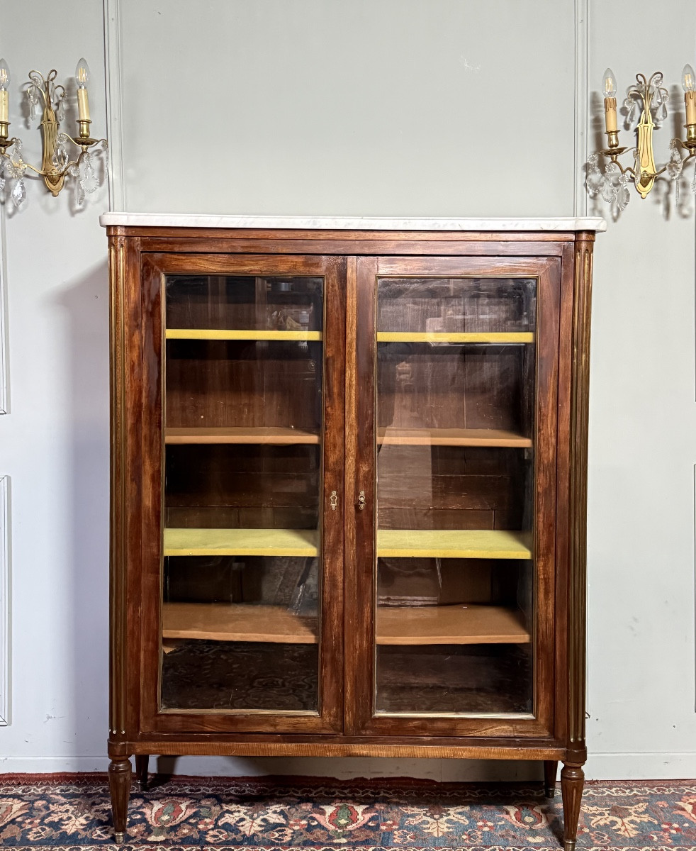 Vitrine / bibliothèque de style Louis XVI en acajou. -photo-3