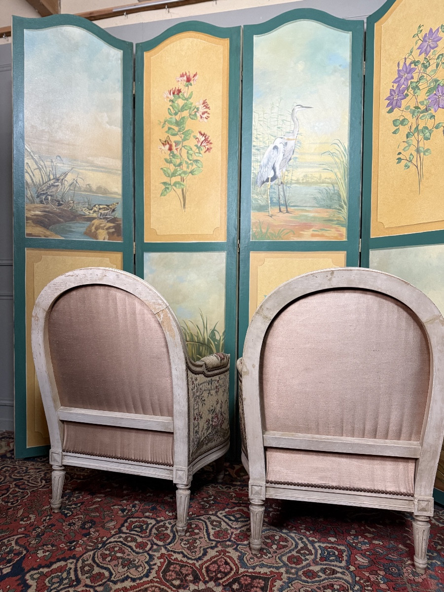 Maison GOUFFÉ à Paris. Paire de bergères de style Louis XVI.  -photo-3