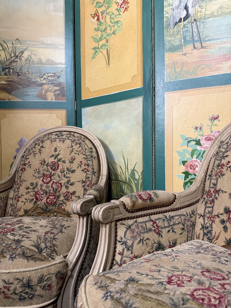 Maison GOUFFÉ à Paris. Paire de bergères de style Louis XVI.  -photo-5