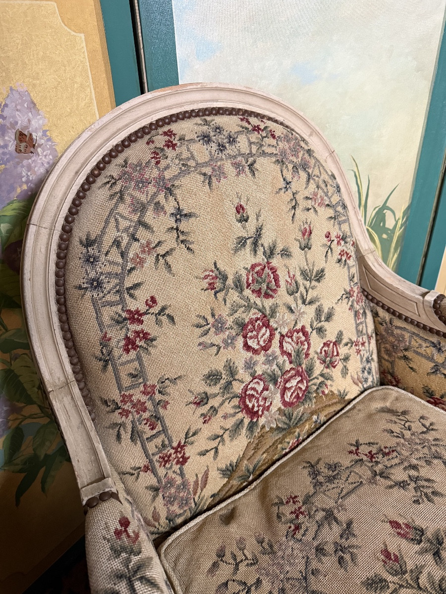 Maison GOUFFÉ à Paris. Paire de bergères de style Louis XVI.  -photo-7