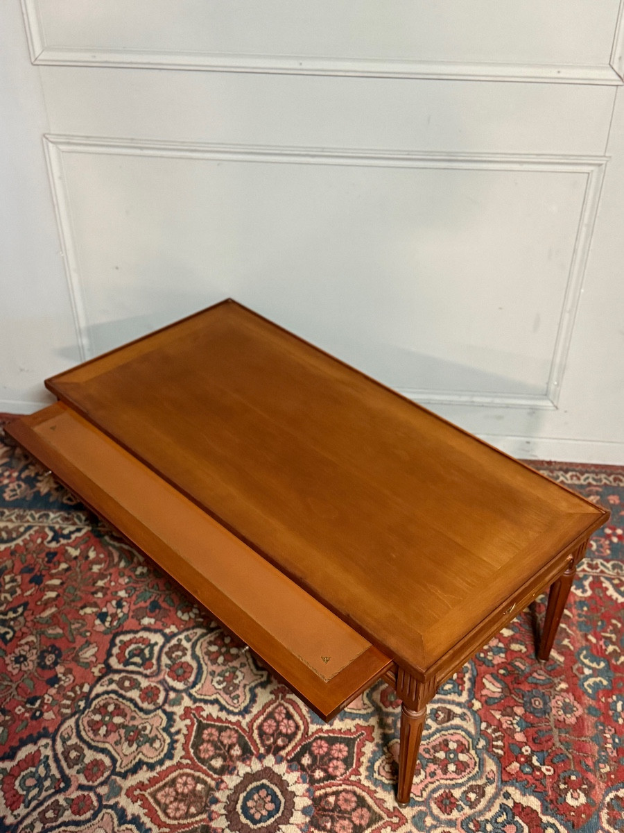 Louis XVI Style Coffee Table In Natural Wood.-photo-2