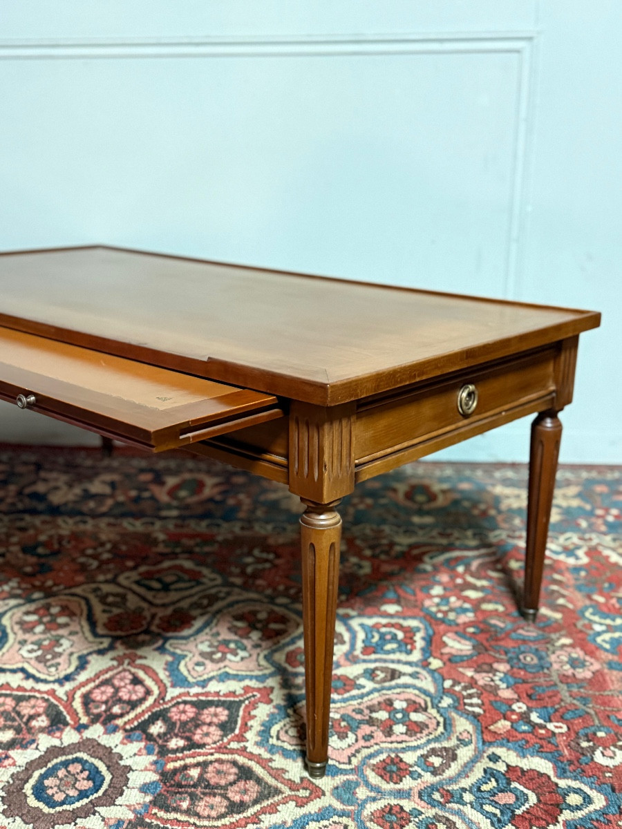 Louis XVI Style Coffee Table In Natural Wood.-photo-3