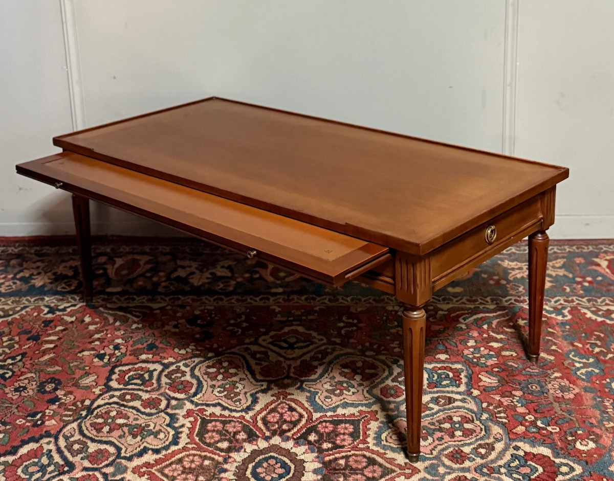Louis XVI Style Coffee Table In Natural Wood.