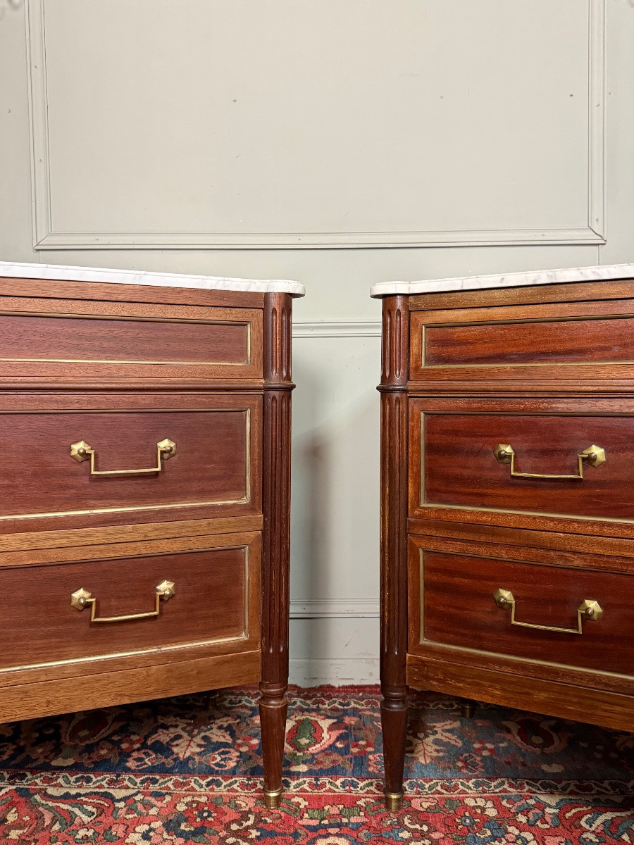 Paire de commodes de style Louis XVI -photo-4