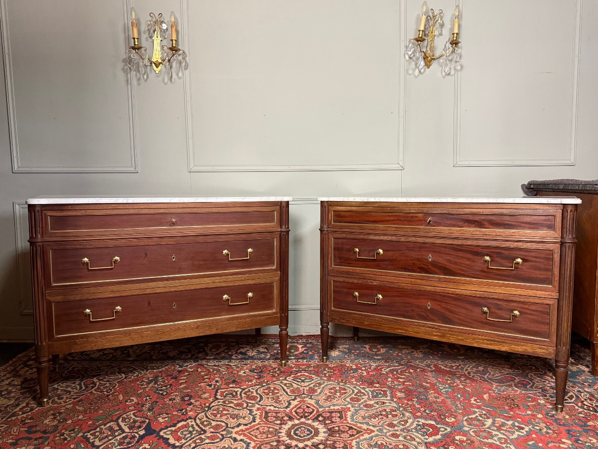 Paire de commodes de style Louis XVI -photo-6