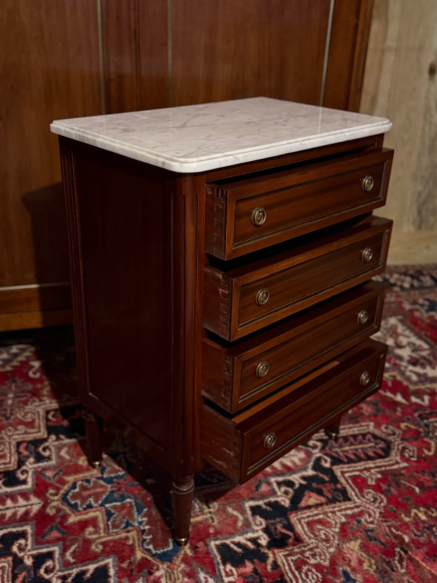 Pair Of Small Louis XVI Style Bedside Chests Of Drawers-photo-4