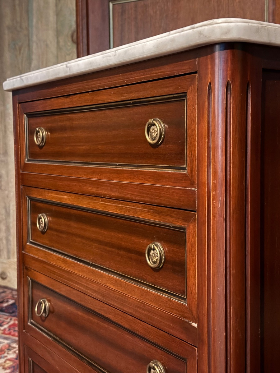 Pair Of Small Louis XVI Style Bedside Chests Of Drawers-photo-5