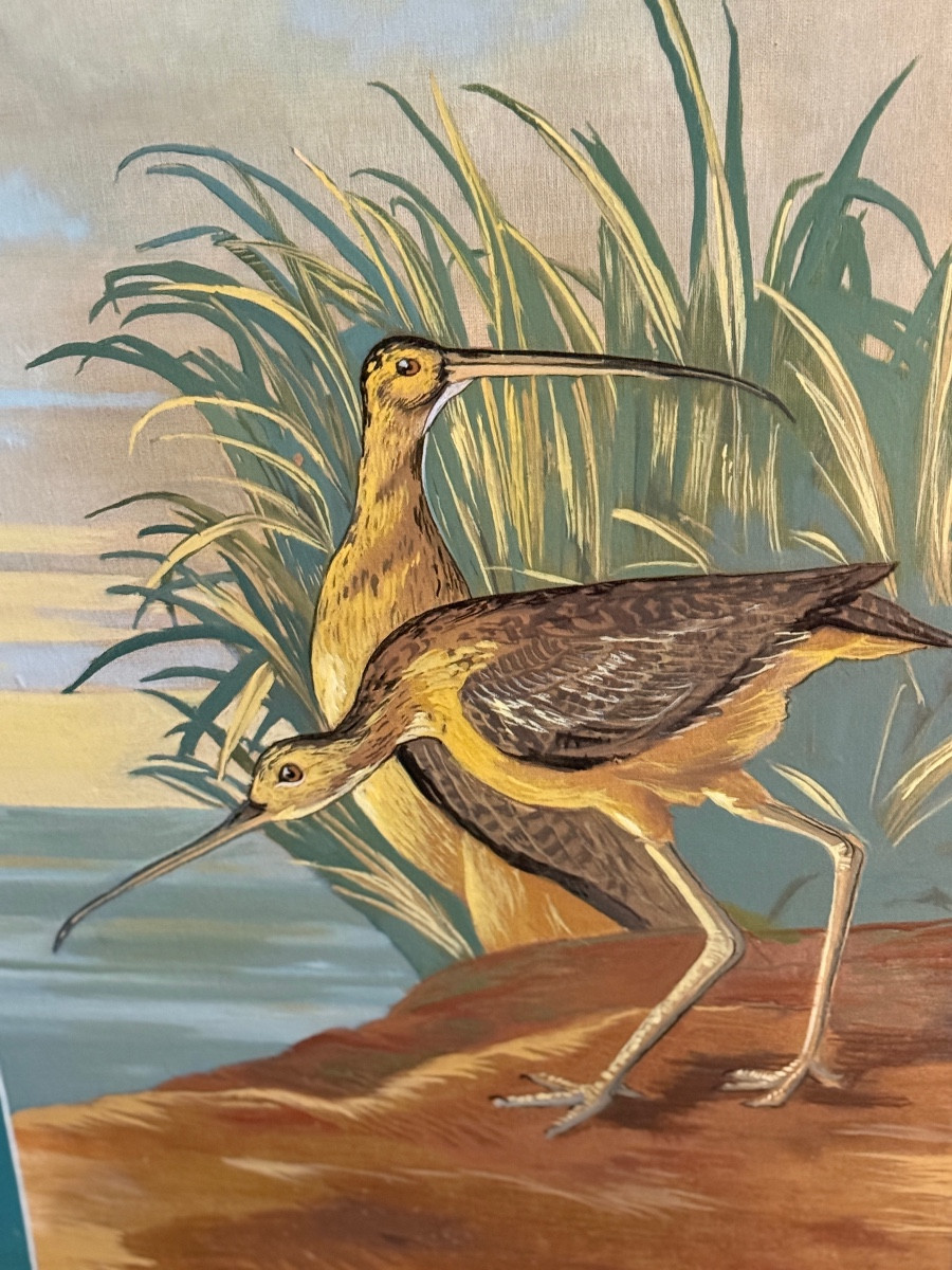 Grand paravent de chez" Sineux frères " oiseaux et fleurs. -photo-4