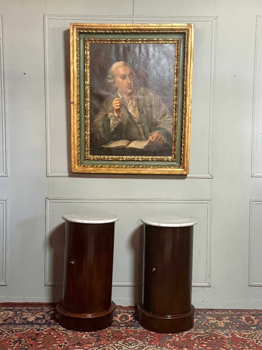 Pair Of Empire Period "somnos" Bedside Tables In Mahogany. -photo-2