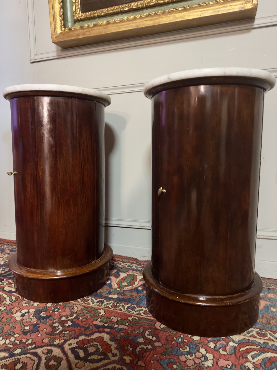 Pair Of Empire Period "somnos" Bedside Tables In Mahogany. -photo-2