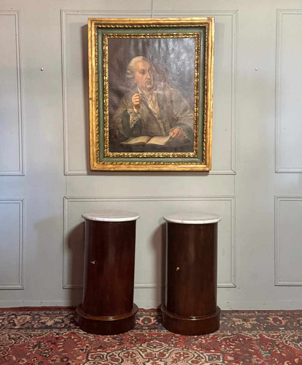 Pair Of Empire Period "somnos" Bedside Tables In Mahogany. -photo-3