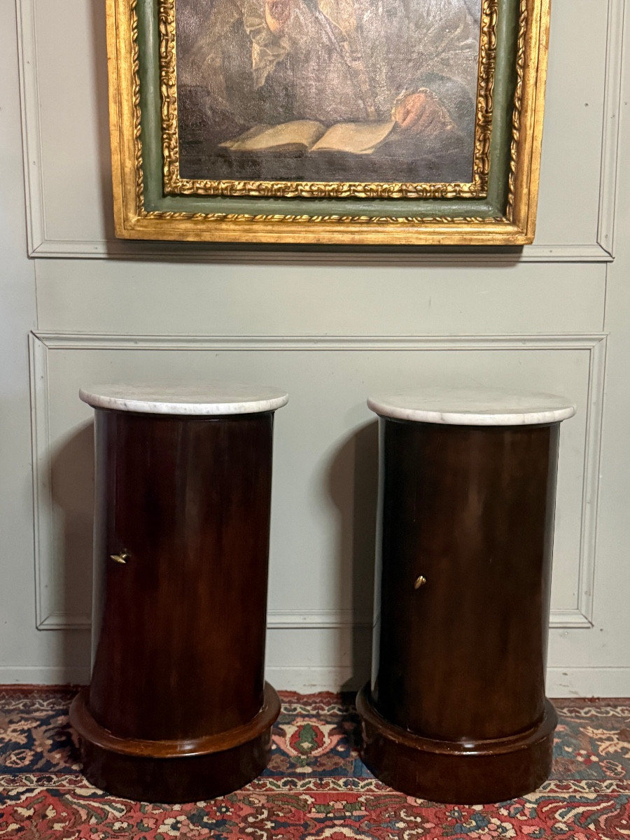 Pair Of Empire Period "somnos" Bedside Tables In Mahogany. 