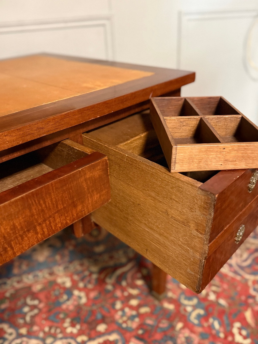 BUREAU PLAT DE STYLE EMPIRE EN ACAJOU D’ÉPOQUE XIX ÈME -photo-2